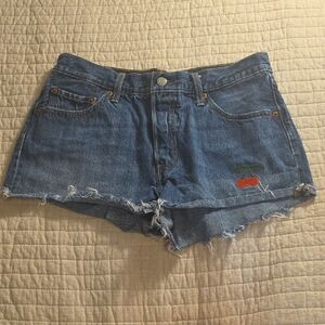 Levi's Blue Denim Shorts with Cherry Embroidery